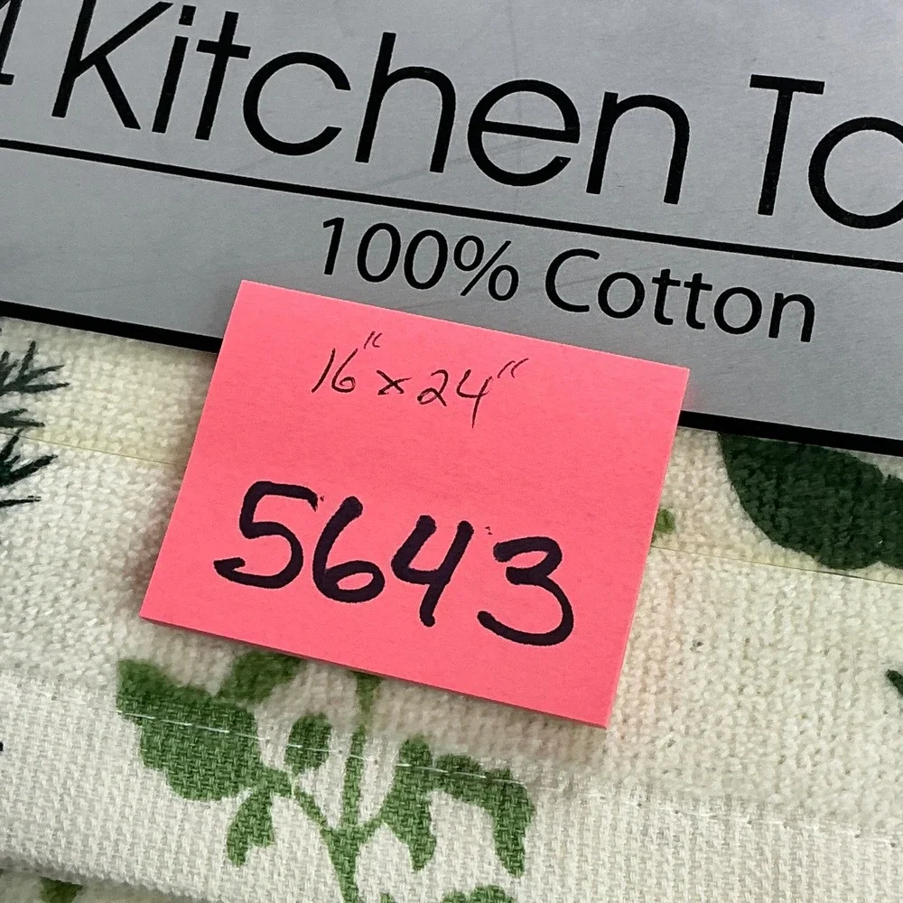 Ritz Green Botanical Herb Print Kitchen Towels Set of 4 Cotton Fresh Seasoning